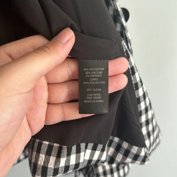Anthropologie Maison d'Amelie Paris Black & White Gingham Checked Blazer Sz L - Picture 6 of 8